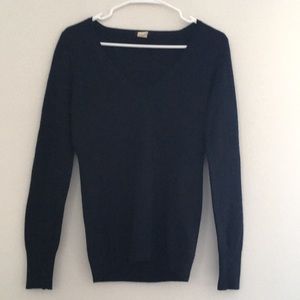 J CREW V-neck cashmere angora rabbit navy sweater
